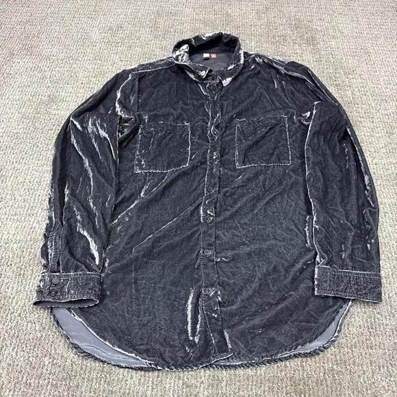 Pilcro Tops - Pilcro Black Washed Velvet Button-Up Shirt